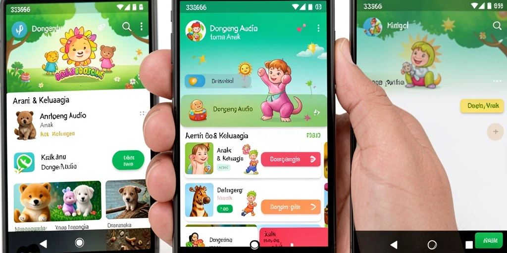 Antarmuka pengguna 333666 yang menarik untuk mendengarkan dongeng audio.