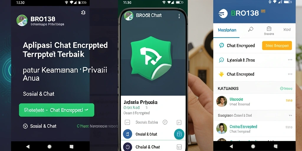 Antarmuka aplikasi BRO138 yang menarik dengan fitur Chat Encrypted.
