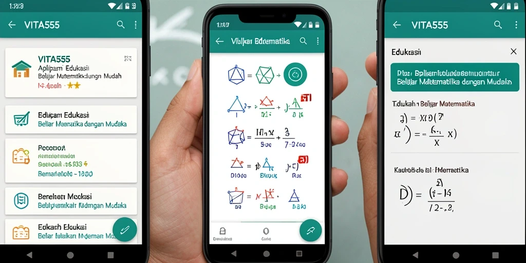 Antarmuka interaktif aplikasi VITA555 untuk belajar Matematika.