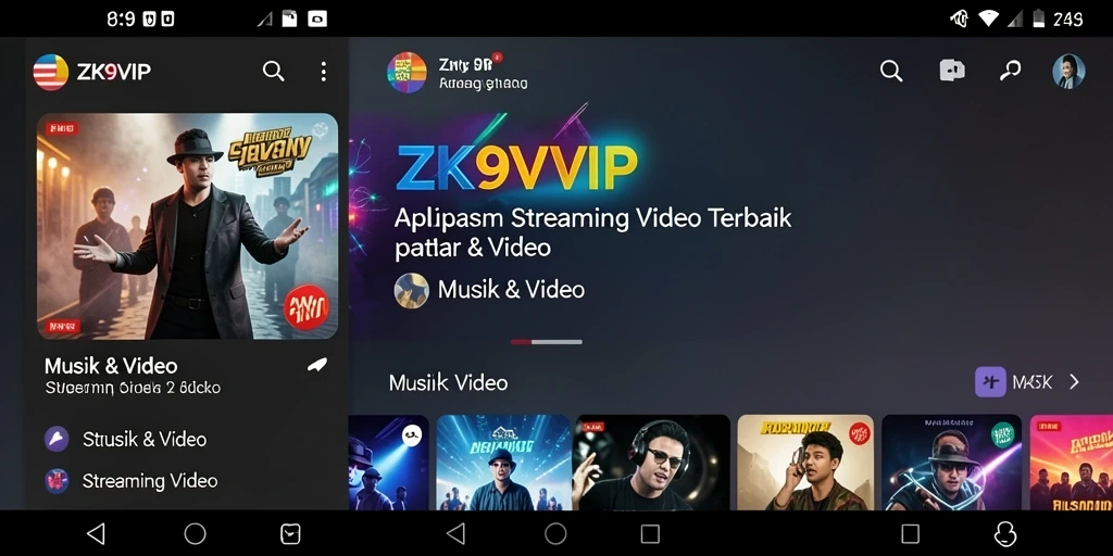 Antarmuka ZK9VIP yang menarik untuk streaming video berkualitas.